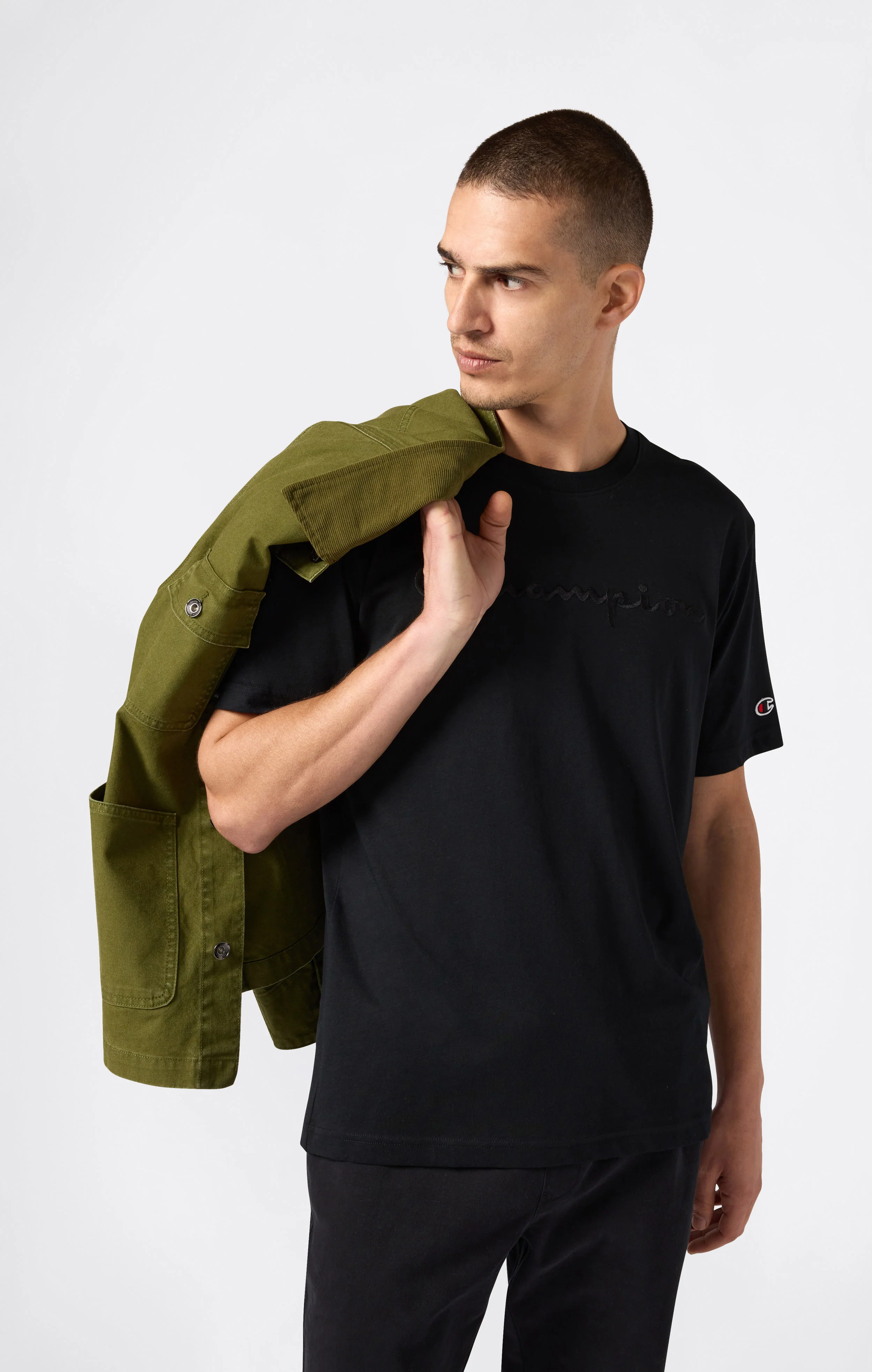 Men’s T-Shirt with Big Embroidery Logo Icons - Image 3