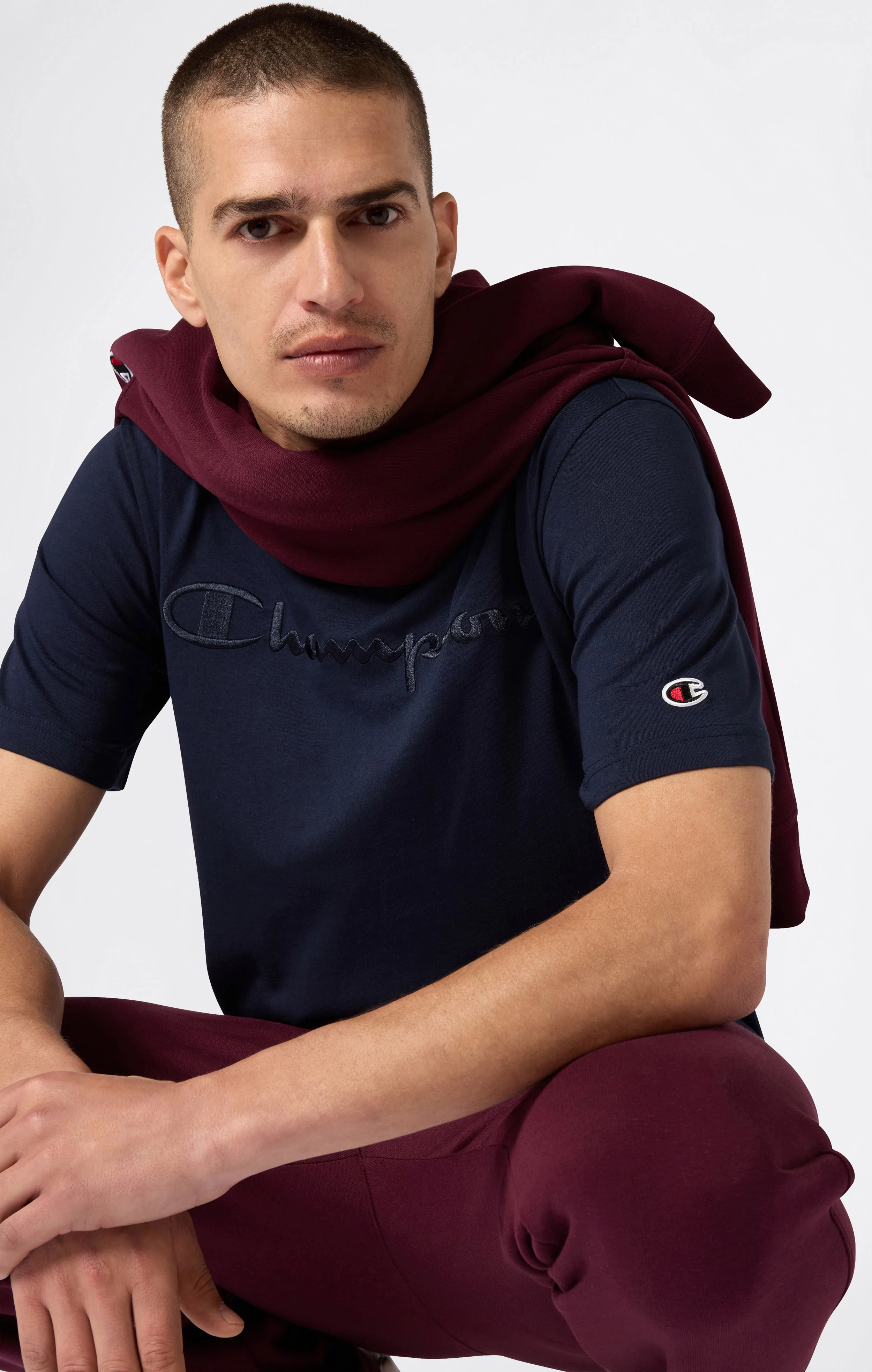 Men’s T-Shirt with Big Embroidery Logo Icons - Image 3