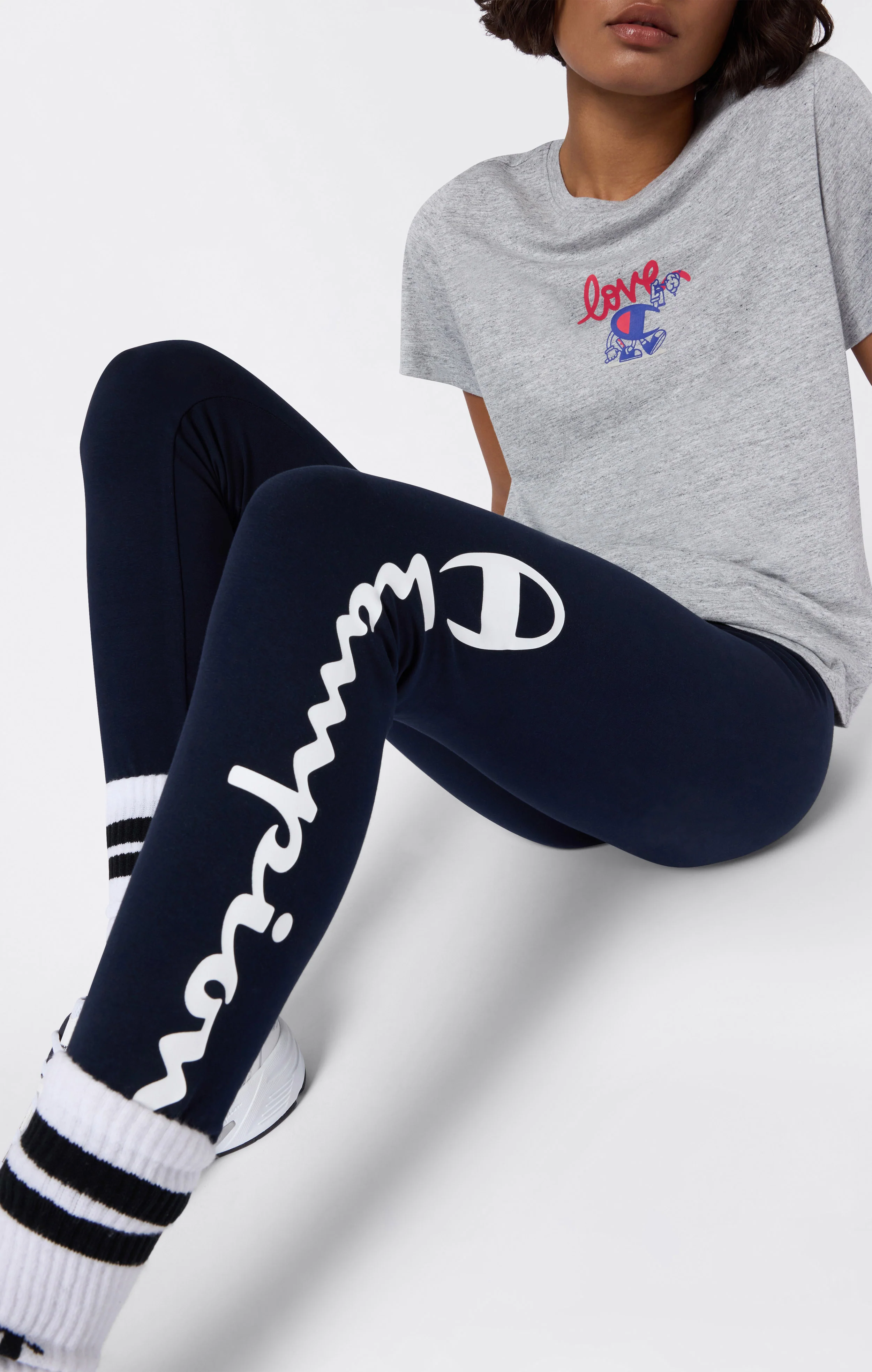 Women's Crop Leggings Script Logo - Image 4